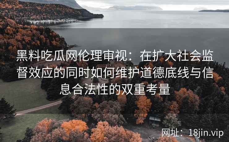 黑料吃瓜网伦理审视：在扩大社会监督效应的同时如何维护道德底线与信息合法性的双重考量