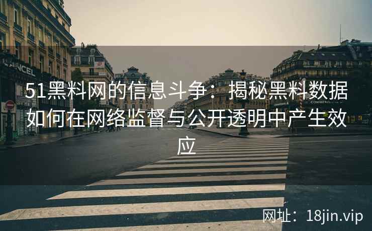 51黑料网的信息斗争：揭秘黑料数据如何在网络监督与公开透明中产生效应