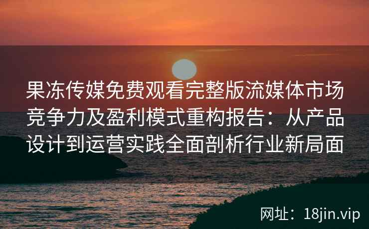 果冻传媒免费观看完整版流媒体市场竞争力及盈利模式重构报告：从产品设计到运营实践全面剖析行业新局面