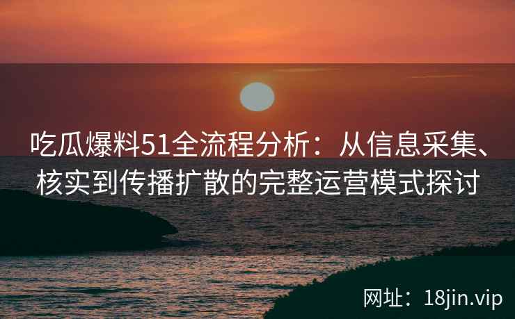 吃瓜爆料51全流程分析：从信息采集、核实到传播扩散的完整运营模式探讨