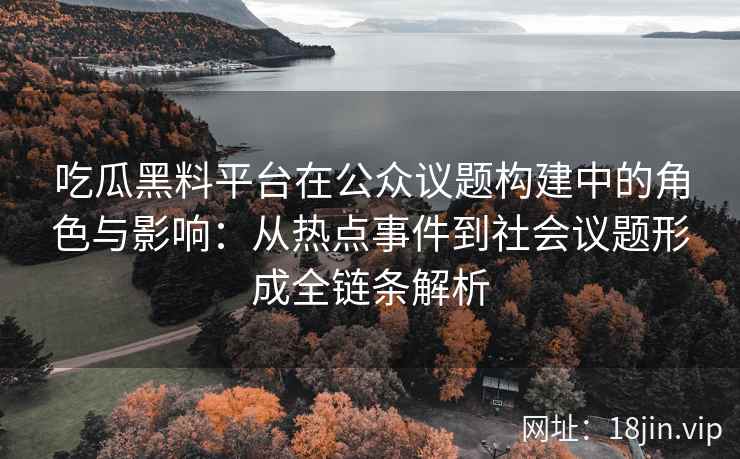 吃瓜黑料平台在公众议题构建中的角色与影响：从热点事件到社会议题形成全链条解析